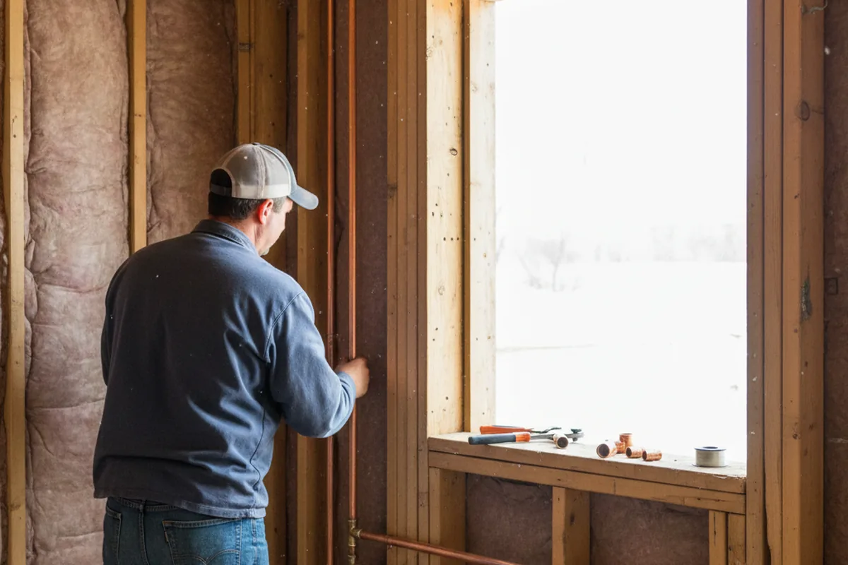 Licensed plumber running new copper supply lines in a Mount Sterling home