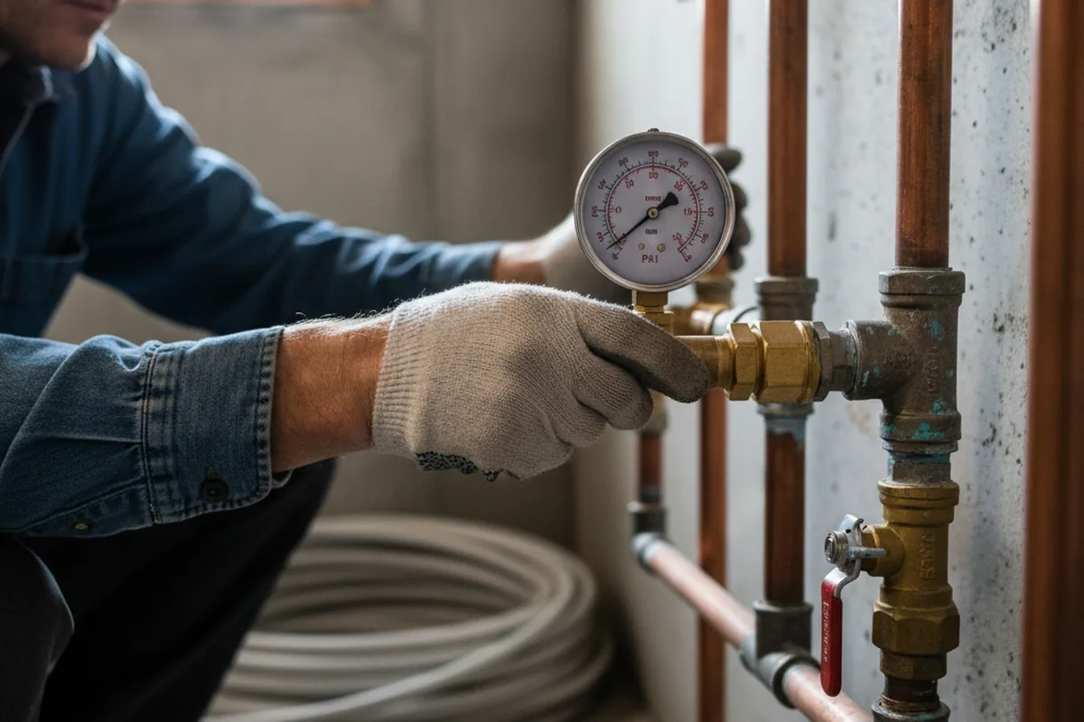 Pressure testing a repaired line during Water Line Repair in Mount Sterling